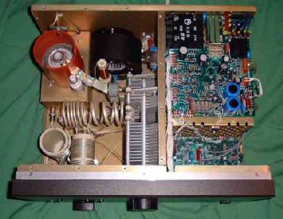 A top view of the insides of the amplifier