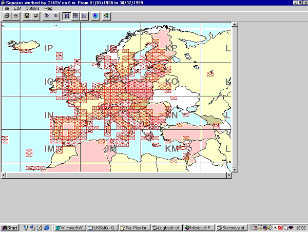 Figure 3: Maidenhead squares worked in graphical form